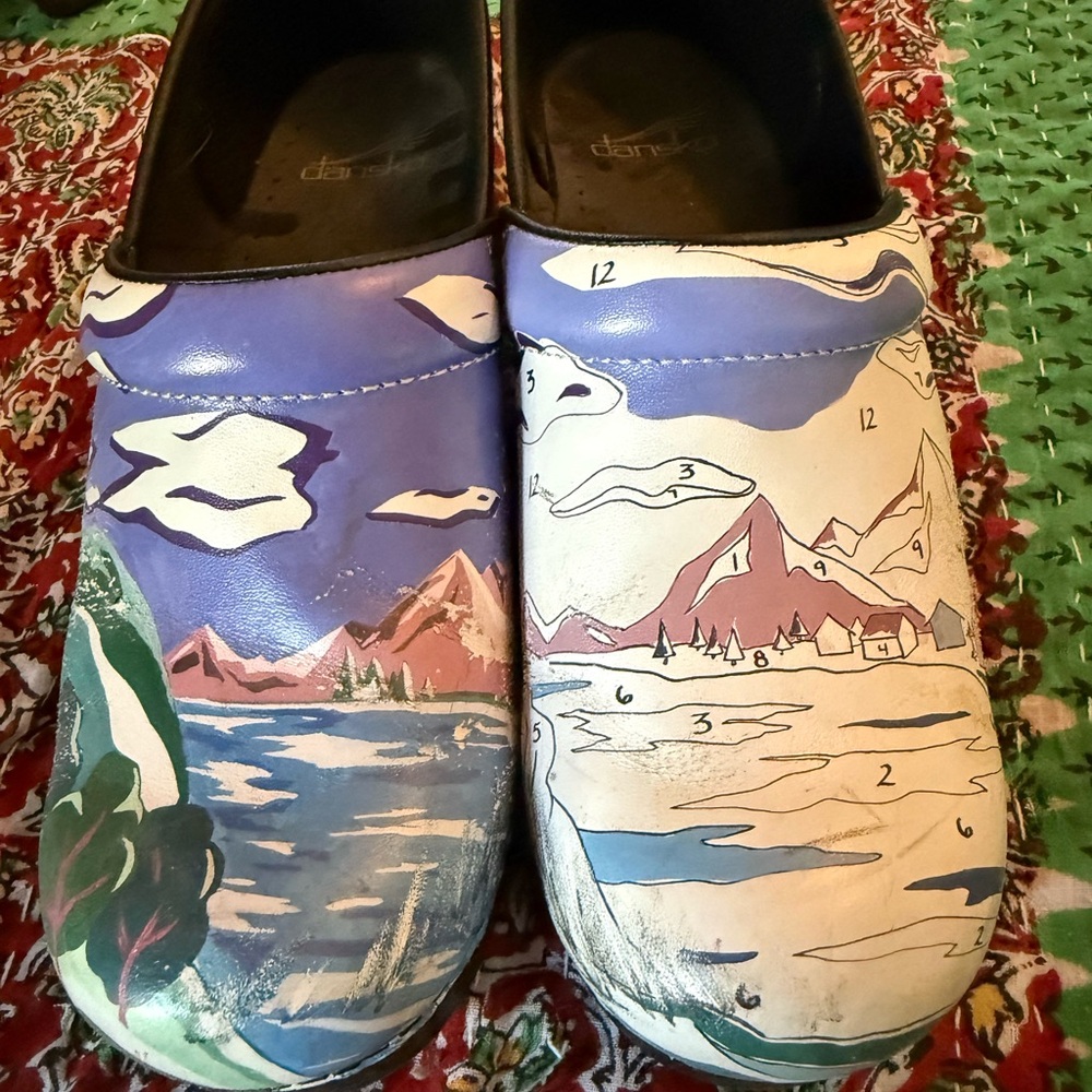 Dansko Scenic Mountain Clogs in Blue and Purple